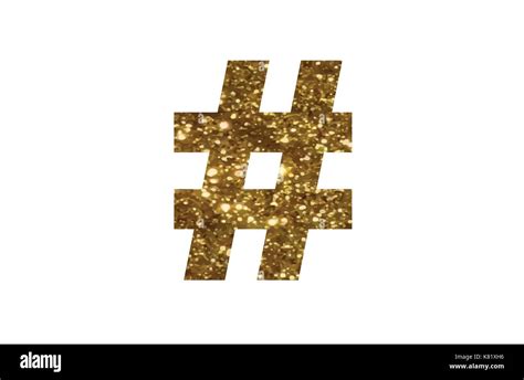 The golden glitter of isolated hand writing word HASHTAG symbol on ...