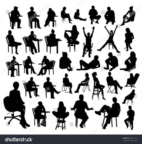 Sitting People Silhouettes Stock Vector Illustration 258811376 ...