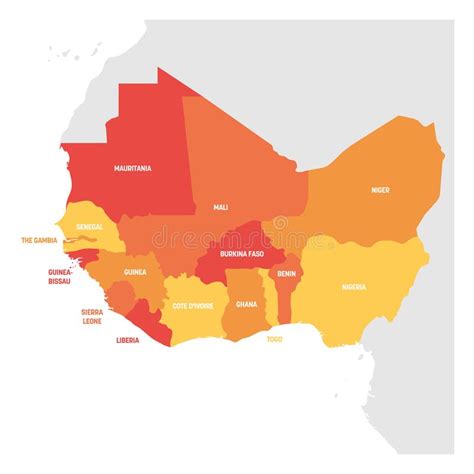 West Afrika Karte Vektor Illustration Stock Abbildung Illustration