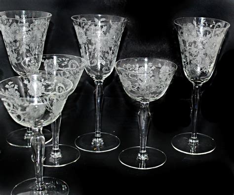 12 Tiffin Etched Wine Glasses Champagne Coupes Etch 601 Stem Etsy Etched Wine Glasses