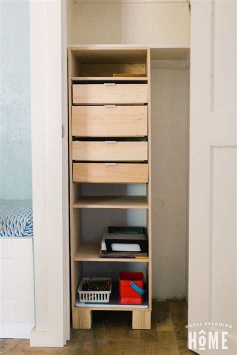 Make a messy, disorganized closet a thing of the past with these diy closet organization ideas. Front View of DIY Closet Organizer with Drawers - House ...