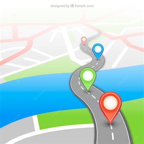 Mapa Gps Con Pins Vector Premium