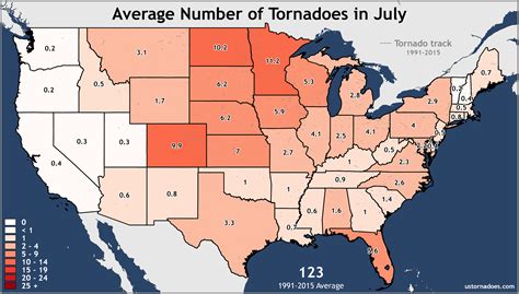 Annual And Monthly Tornado Averages For Each State Maps Us Tornadoes