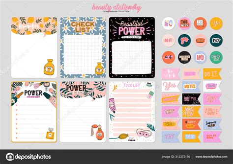 Collection Weekly Daily Planner Note Paper List Stickers Templates