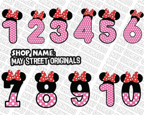 Minnie Numbers Svg Birthday Numbers Svg Minnie Birthday Etsy