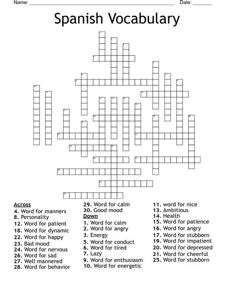 Very Easy Spanish Crossword Puzzles 15 Spanish Worksheets Ideas