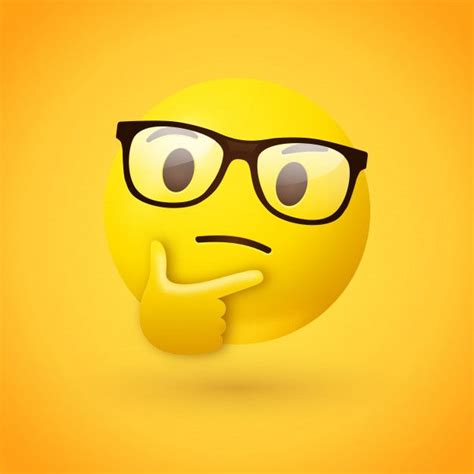 Clever Or Nerdy Thinking Face Emoji Prem Premium Vector Freepik