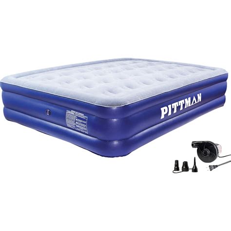 Easy to fill with the inflation pump included. Pittman Outdoors Queen Double High Air Mattress With ...
