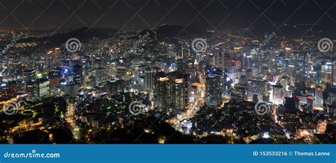 Aerial Panoramic View Of Central Seoul South Korea Stock Photo Image