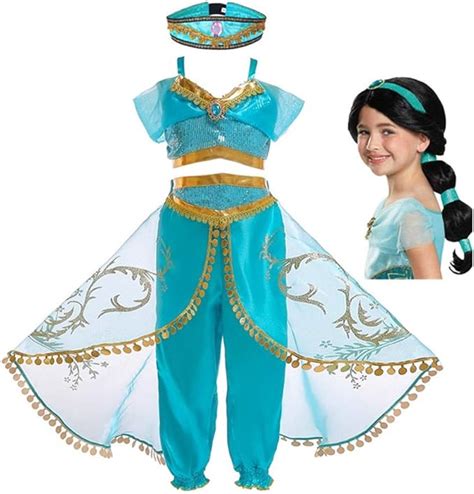 Findpitaya Deguisement Aladin Fille Robe Princesse Jasmine Cosplay