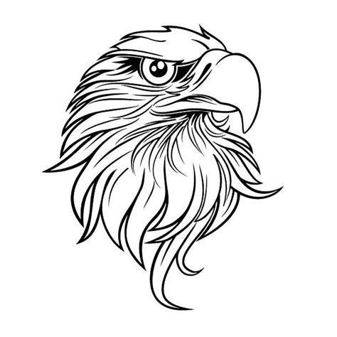 Cool Black Outline Eagle Head Tattoo Design