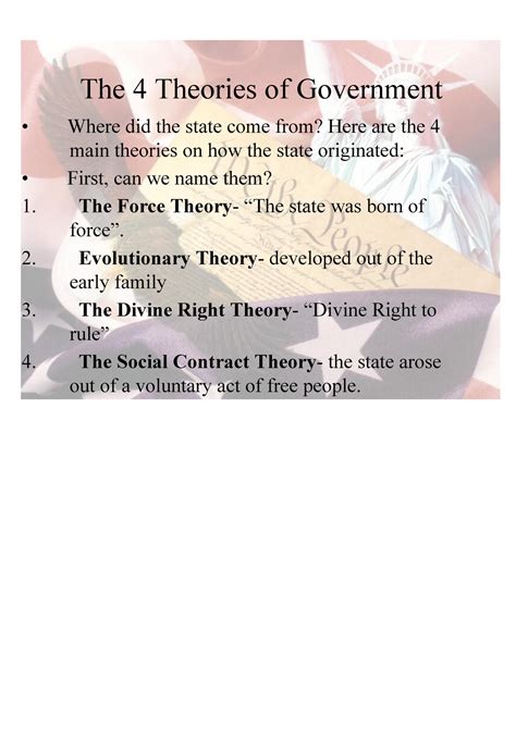 Four Theories Of Government The 4 Theories Of Government Where Did