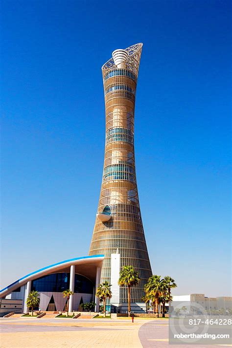 Qatar Doha City Aspire Tower Stock Photo