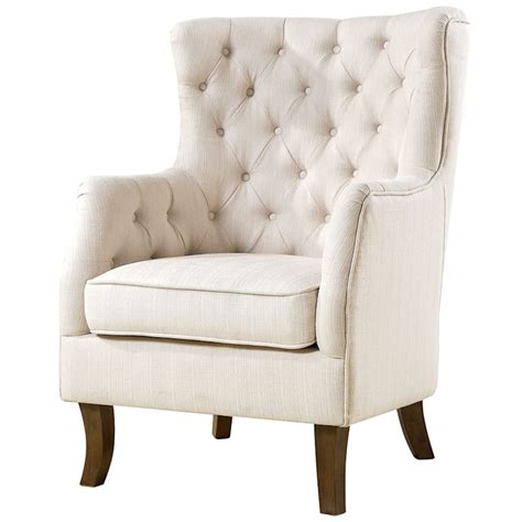 Norfolk Cream Linen Tufted High Back Arm Chair At Home