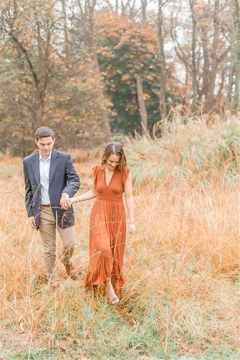 Light Airy October Engagement Photo Session At Cross Estate Gardens In