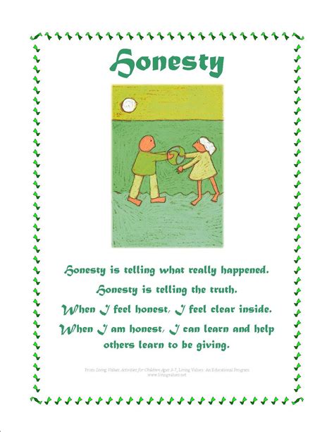 Printable Honesty Worksheets