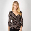 Betty Jackson.Black Black feather printed three quarter sleeved top- at ...