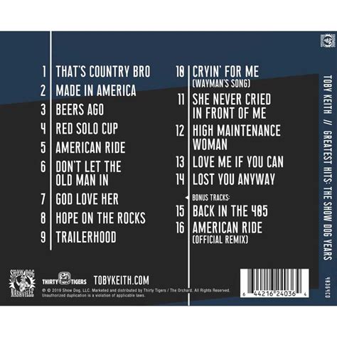 toby keith greatest hits cd
