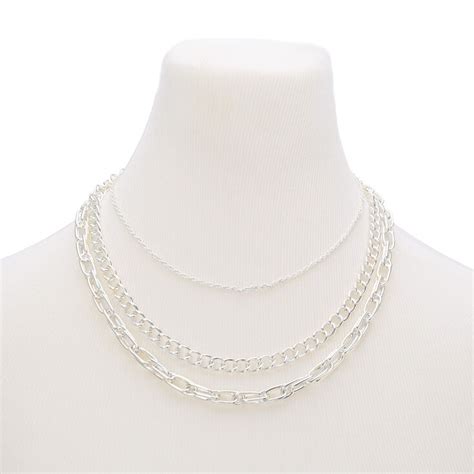 Silver Chain Multi Strand Necklace Claires