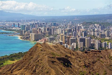 Diamond Head Crater And Honolulu Shore Photograph By Merten Snijders