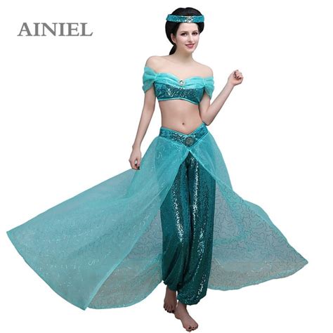 Adult Aladdin Princess Jasmine Cosplay Costume Female Sexy Dress
