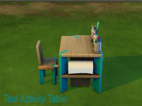 A Teal Recolor Of The Activity Table Found In Tsr Category Sims 4