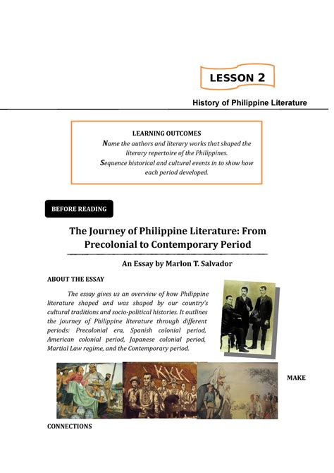 1 Chapter Ii Lesson 2 History Of Philippine Literature History Of