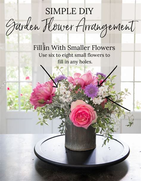 An Arrangement Of Flowers On A Table With The Words Simple Diy Garden