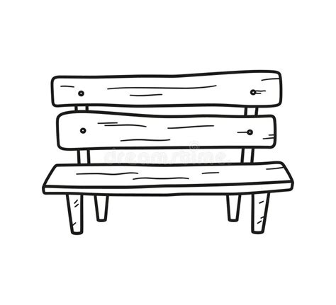 Old Wooden Bench In Doodle Style Hand Drawn Vector Illustration Stock