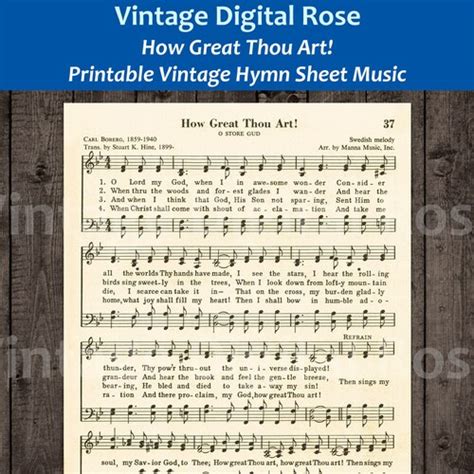 Old Hymn Print Set Of 5 Printable Vintage Sheet Music Etsy