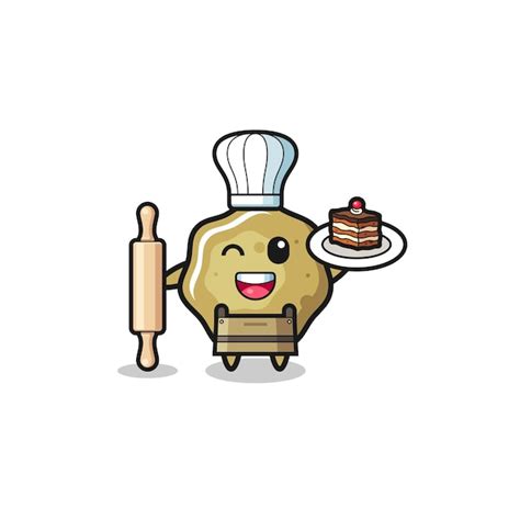Premium Vector Loose Stools As Pastry Chef Mascot Hold Rolling Pin