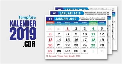 Template Desain Kalender 2019 Cdr Lengkap Jawa Hijriyah Indonesia