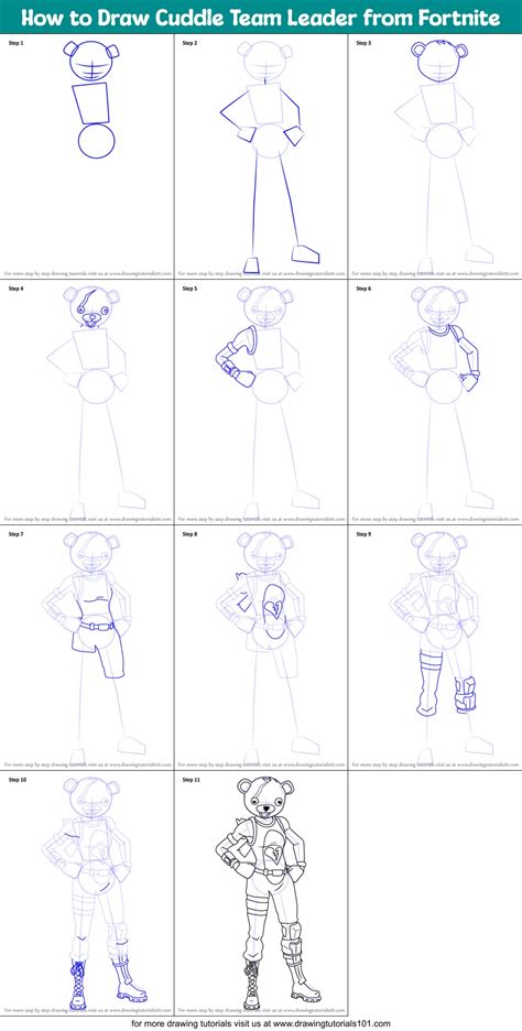 How To Draw Cuddle Team Leader From Fortnite Printable Step By Step