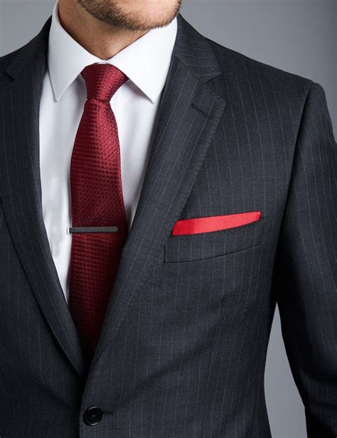 Mens Charcoal Grey Pinstripe Slim Fit Suit Super 120s Wool Fashion