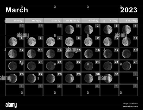 Marzo 2023 Calendario Lunar Ciclos Lunares Fases Lunares Fotografía