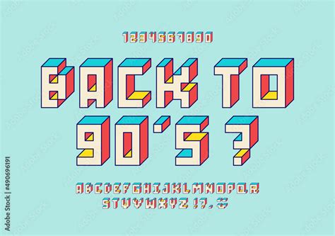 Colorful Isometric 3d Alphabet Retro Geometric Font Letters And