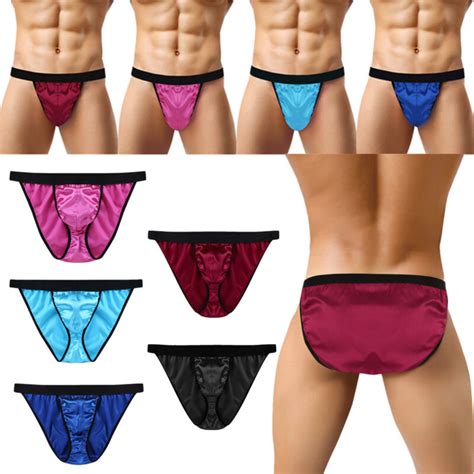 underwear men soft satin bulge pouch underwear thong bikini briefs g string shorts knicker