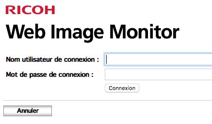 If admin/blank doesn't work, try admin1/password. Login par défaut Ricoh Web Image Monitor « WikiTwist France
