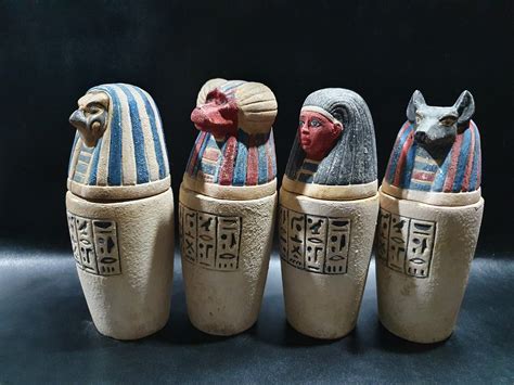 the 4 canopic jars egyptian jars made from limestone altar etsy australia