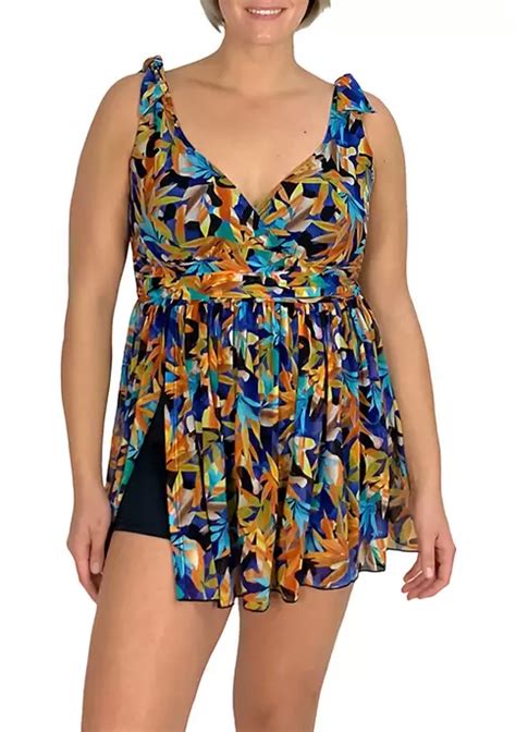 Fit 4 U Plus Size Bike Short Slit Swim Romper Belk