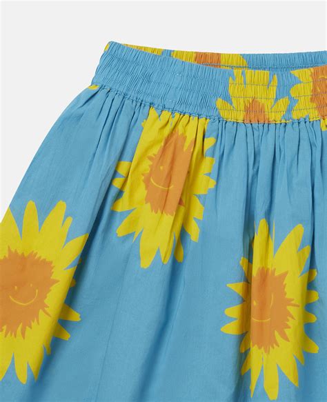Women Blue Sunflower Print Cotton Voile Skirt Stella Mccartney Nz