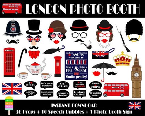 Printable London Photo Booth Props London Props England Etsy Photo