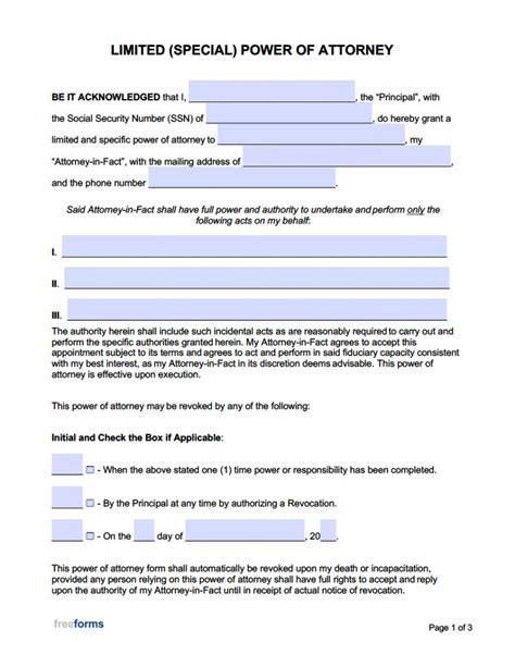 Free Limited Special Power Of Attorney Forms Pdf Word Vrogue Co