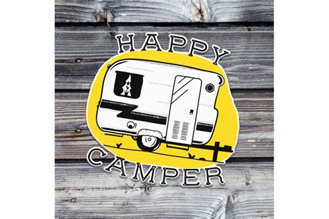Happy Camper Logo Retro Travel Rv Camping Badge By Jekson Graphics