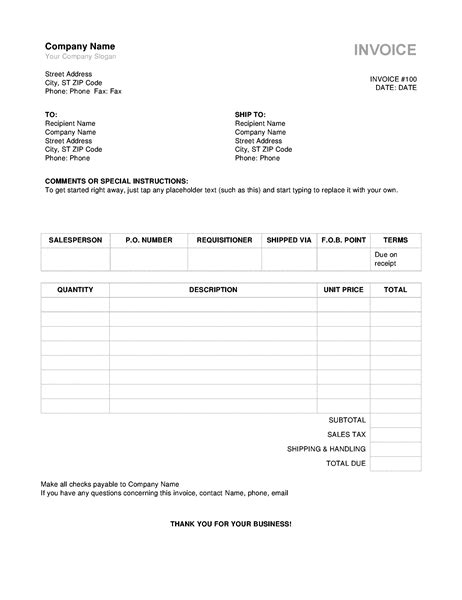 Word Invoice Template