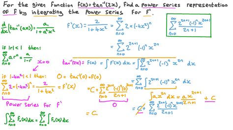 Question Video Integrating A Power Series Representation Of A Function