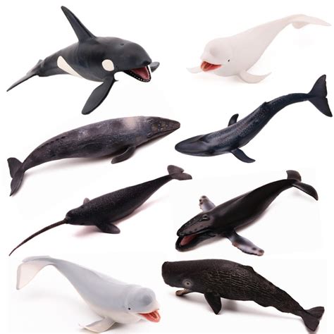 Reikirc 8pcsset Plastic Whale Sea Marine Animal Figures Ocean