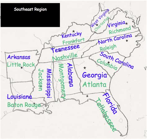 Southeast Region States And Capitals Slidesharetrick