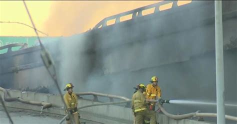 Massive Downtown La Pallet Fire Shuts Down 10 Freeway Interchange