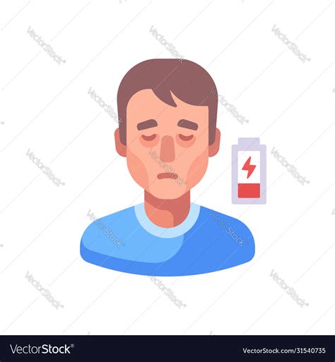 Low Energy Icon Fatigue Flat Man Feeling Tired Vector Image